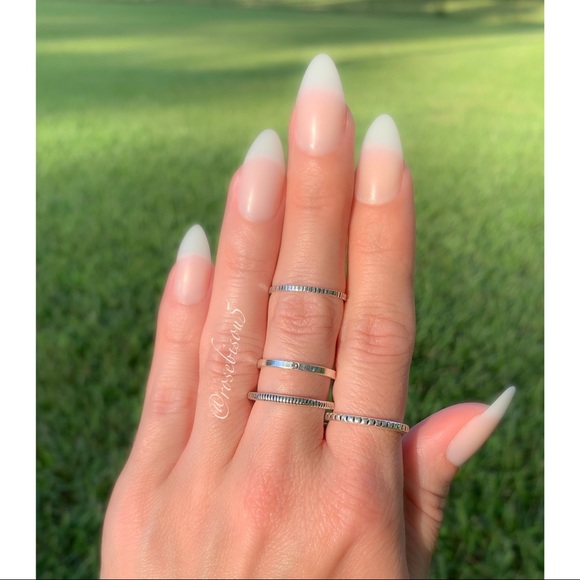🌙🆕Simulated Diamond Boho Silver Stacking Rings - Picture 3 of 7